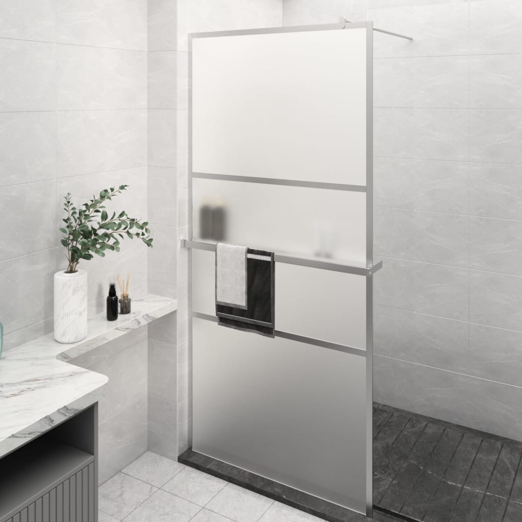 Walk-in Shower Wall with Shelf Chrome 80x195 cm ESG Glass&Aluminium - Bend