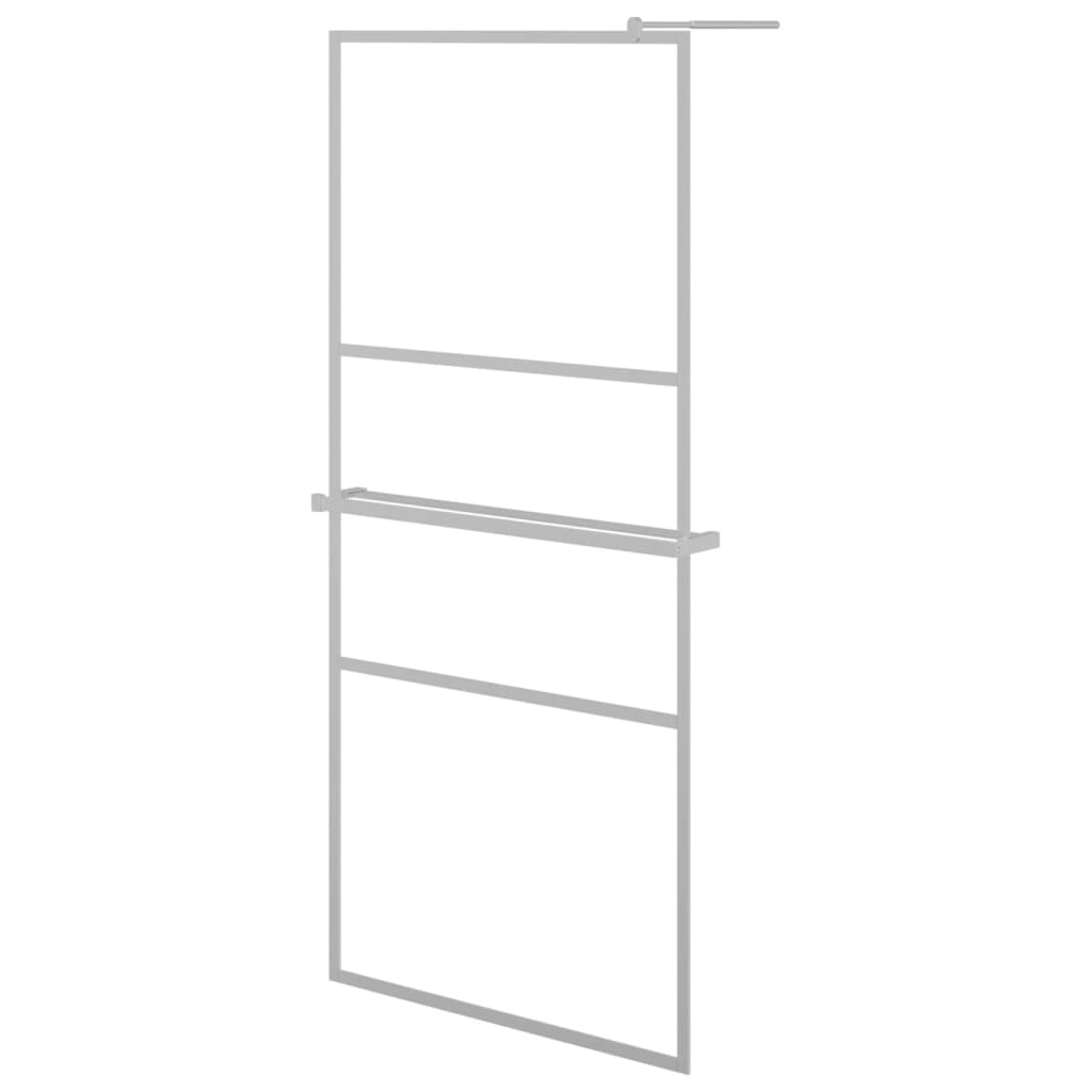 Walk-in Shower Wall with Shelf Chrome 90x195 cm ESG Glass&Aluminium – Durable Design with Flexible Fit