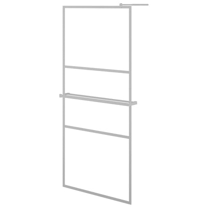 Walk-in Shower Wall with Shelf Chrome 90x195 cm ESG Glass&Aluminium – Durable Design with Flexible Fit