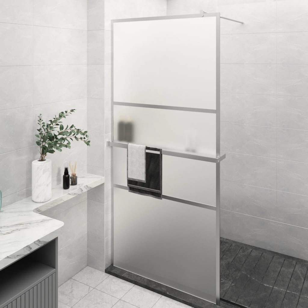 Walk-in Shower Wall with Shelf Chrome 90x195 cm ESG Glass&Aluminium – Durable Design with Flexible Fit