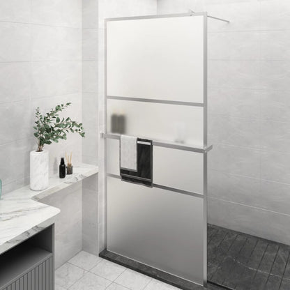 Walk-in Shower Wall with Shelf Chrome 90x195 cm ESG Glass&Aluminium – Durable Design with Flexible Fit