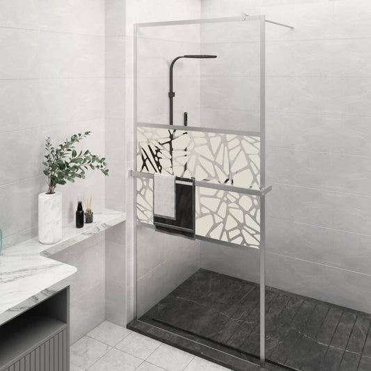 Walk-in Shower Wall with Shelf Chrome 90x195 cm ESG Glass&Aluminium Stylish and Durable Design