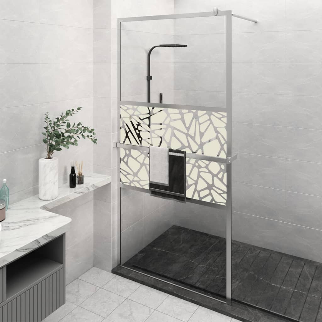 Walk-in Shower Wall with Shelf Chrome 115x195 cm ESG Glass&Aluminium - Bend