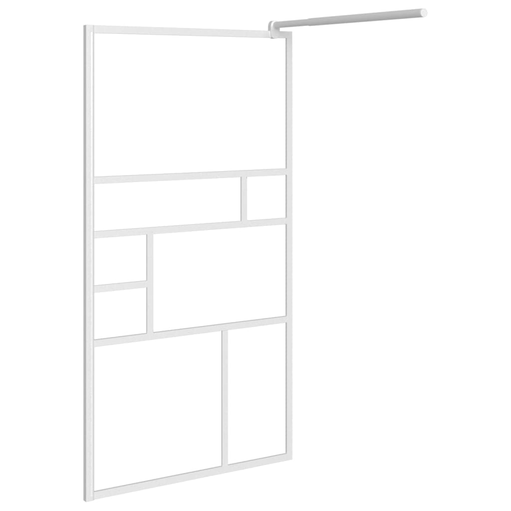 Walk-in Shower Wall with Shelf White 115x195 cm ESG Glass&Aluminium Durable Modern Design for Every Bathroom