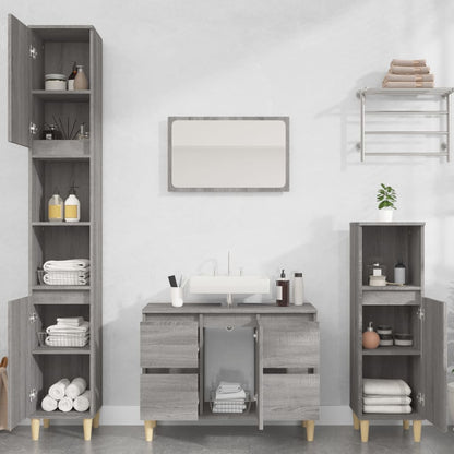 3 Piece Bathroom Furniture Set Grey Sonoma Engineered Wood