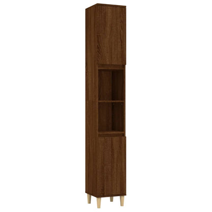 3 Piece Bathroom Furniture Set Brown Oak Engineered Wood