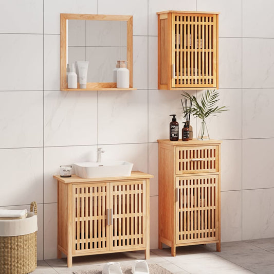 4 Piece Bathroom Furniture Set Solid Wood Walnut