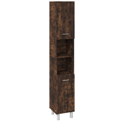 3 Piece Bathroom Cabinet Set Smoked Oak Engineered Wood