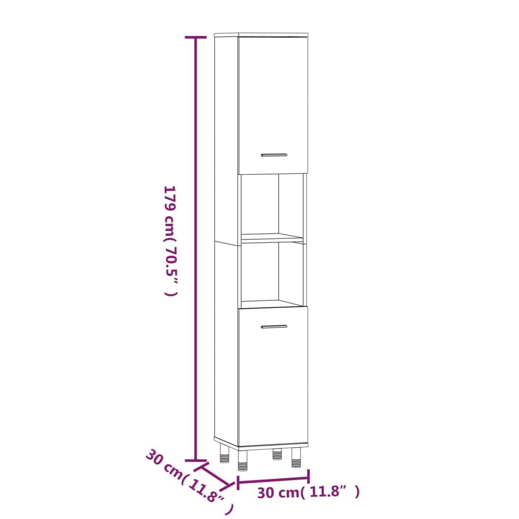 3 Piece Bathroom Cabinet Set Smoked Oak Engineered Wood