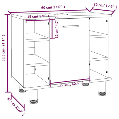 3 Piece Bathroom Cabinet Set Smoked Oak Engineered Wood