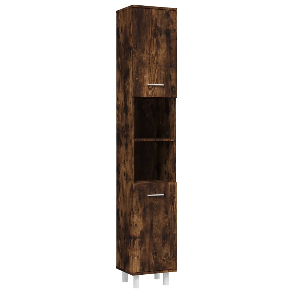 4 Piece Bathroom Cabinet Set Smoked Oak Engineered Wood