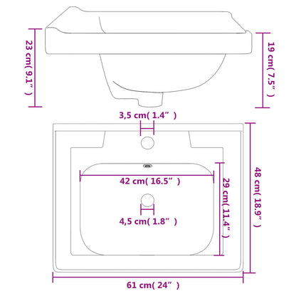 Bathroom Sink Rectangular Ceramic White - Bend