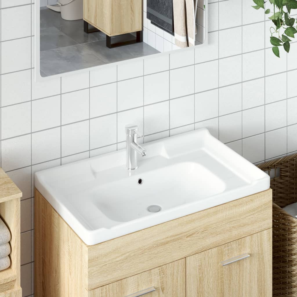 Bathroom Sink Rectangular Ceramic White - Bend