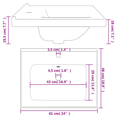 Bathroom Sink Rectangular Ceramic White - Bend