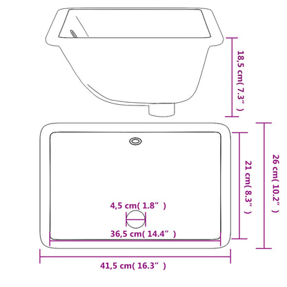 Rectangular Ceramic Bathroom Sink - Various Sizes Available - Bend