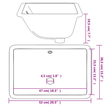 Bathroom Sink Rectangular Ceramic White - Bend