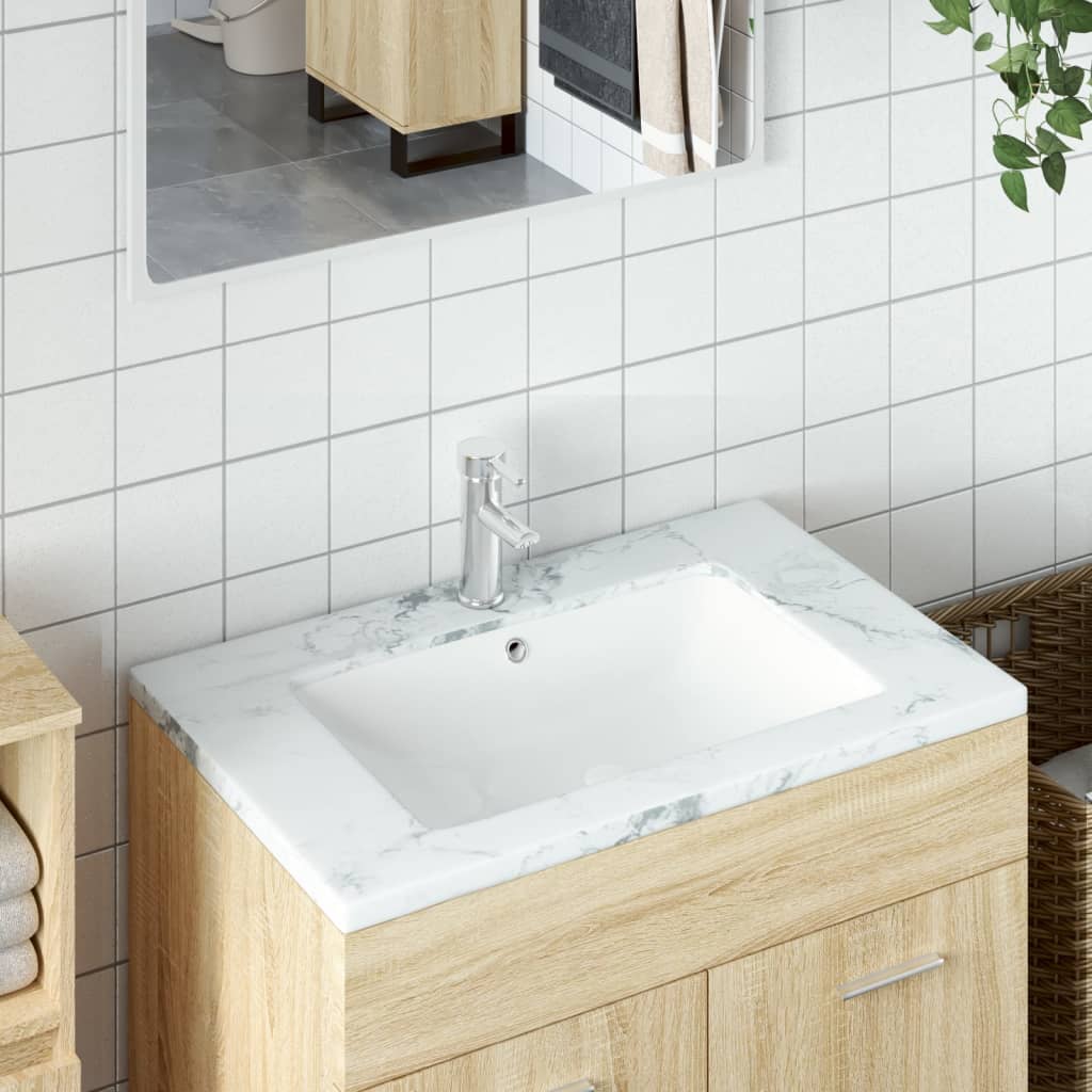 Bathroom Sink Rectangular Ceramic White - Bend