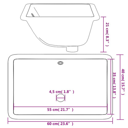 Bathroom Sink Rectangular Ceramic White - Bend