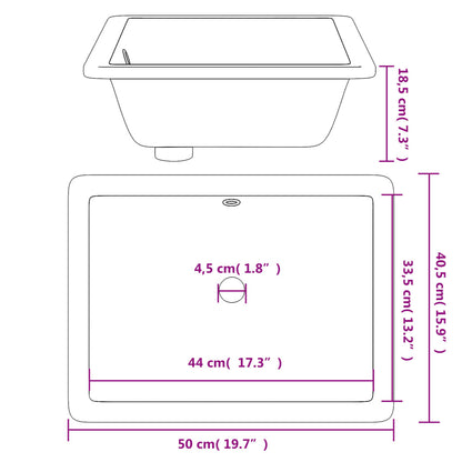 Bathroom Sink Rectangular Ceramic White - Bend