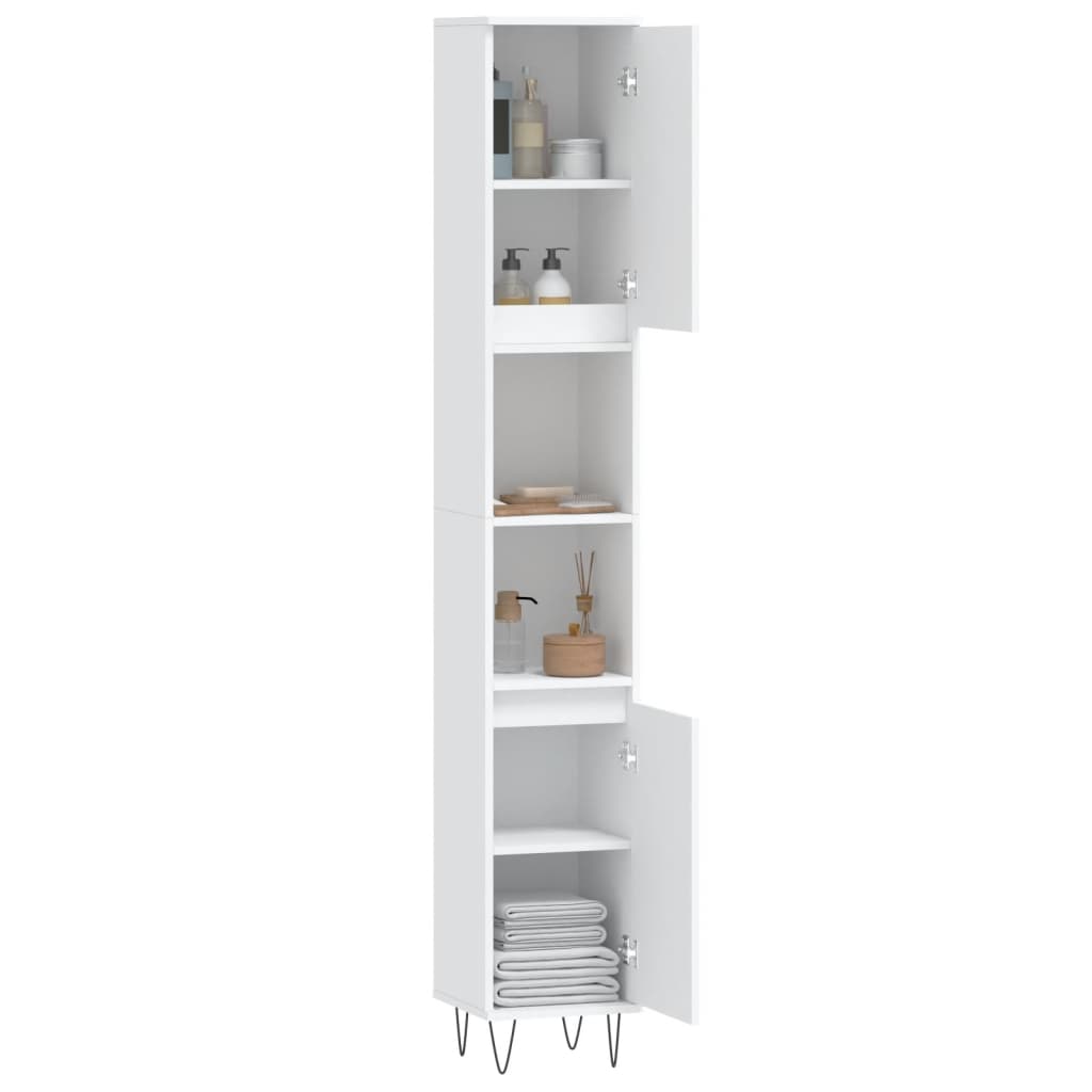 Bathroom Cabinet White 30x30x190 cm Engineered Wood