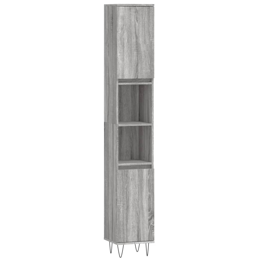 Bathroom Cabinet Grey Sonoma 30x30x190 cm Engineered Wood