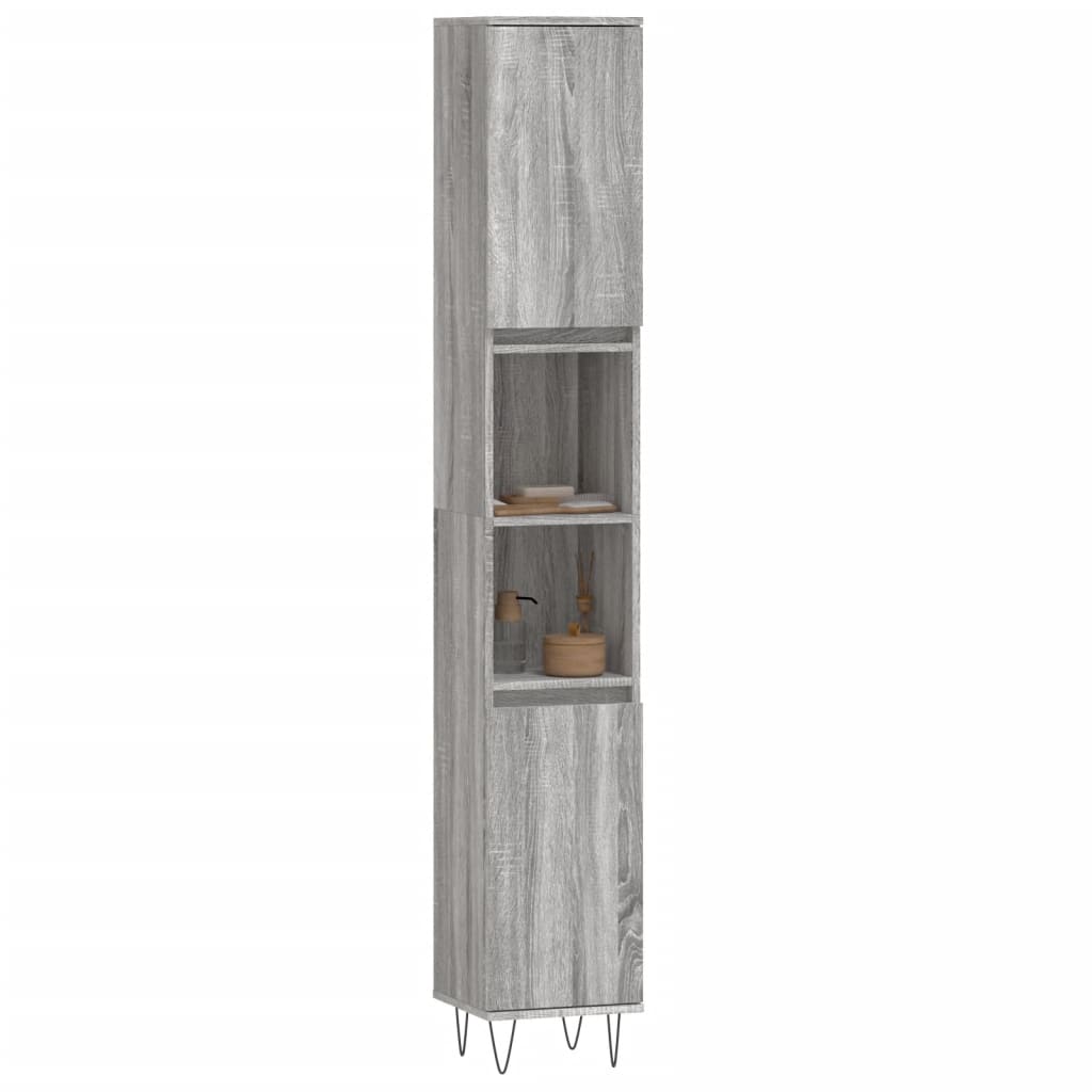 Bathroom Cabinet Grey Sonoma 30x30x190 cm Engineered Wood