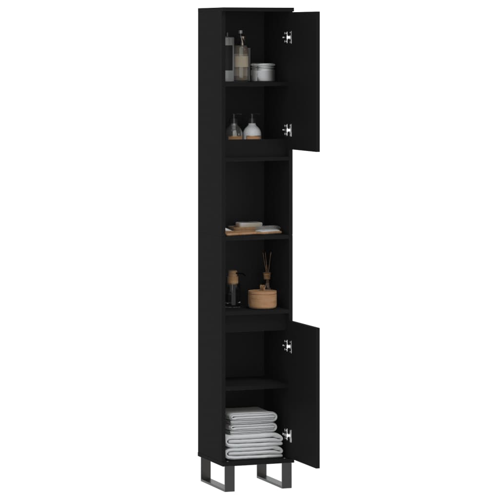 Bathroom Cabinet Black 30x30x190 cm Engineered Wood - Bend