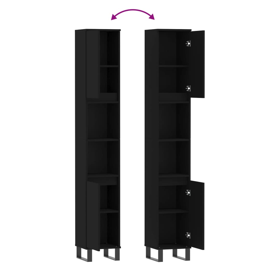 Modern Black Bathroom Storage Cabinet - Bend