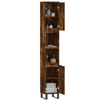 Bathroom Cabinet Smoked Oak 30x30x190 cm Engineered Wood