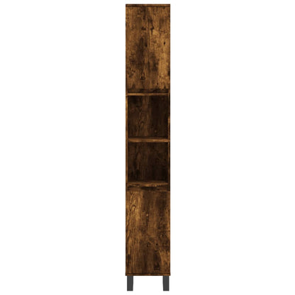 Bathroom Cabinet Smoked Oak 30x30x190 cm Engineered Wood