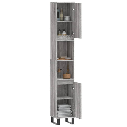 Bathroom Cabinet Grey Sonoma 30x30x190 cm Engineered Wood