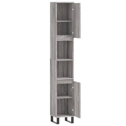 Bathroom Cabinet Grey Sonoma 30x30x190 cm Engineered Wood