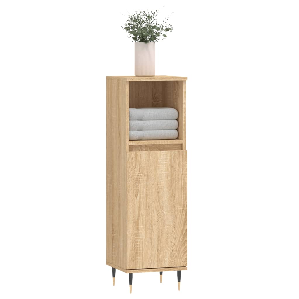 Bathroom Cabinet Sonoma Oak 30x30x100 cm Engineered Wood - Bend