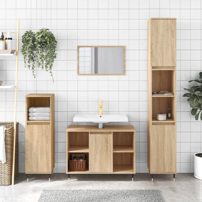 Bathroom Cabinet Sonoma Oak 30x30x100 cm Engineered Wood - Bend