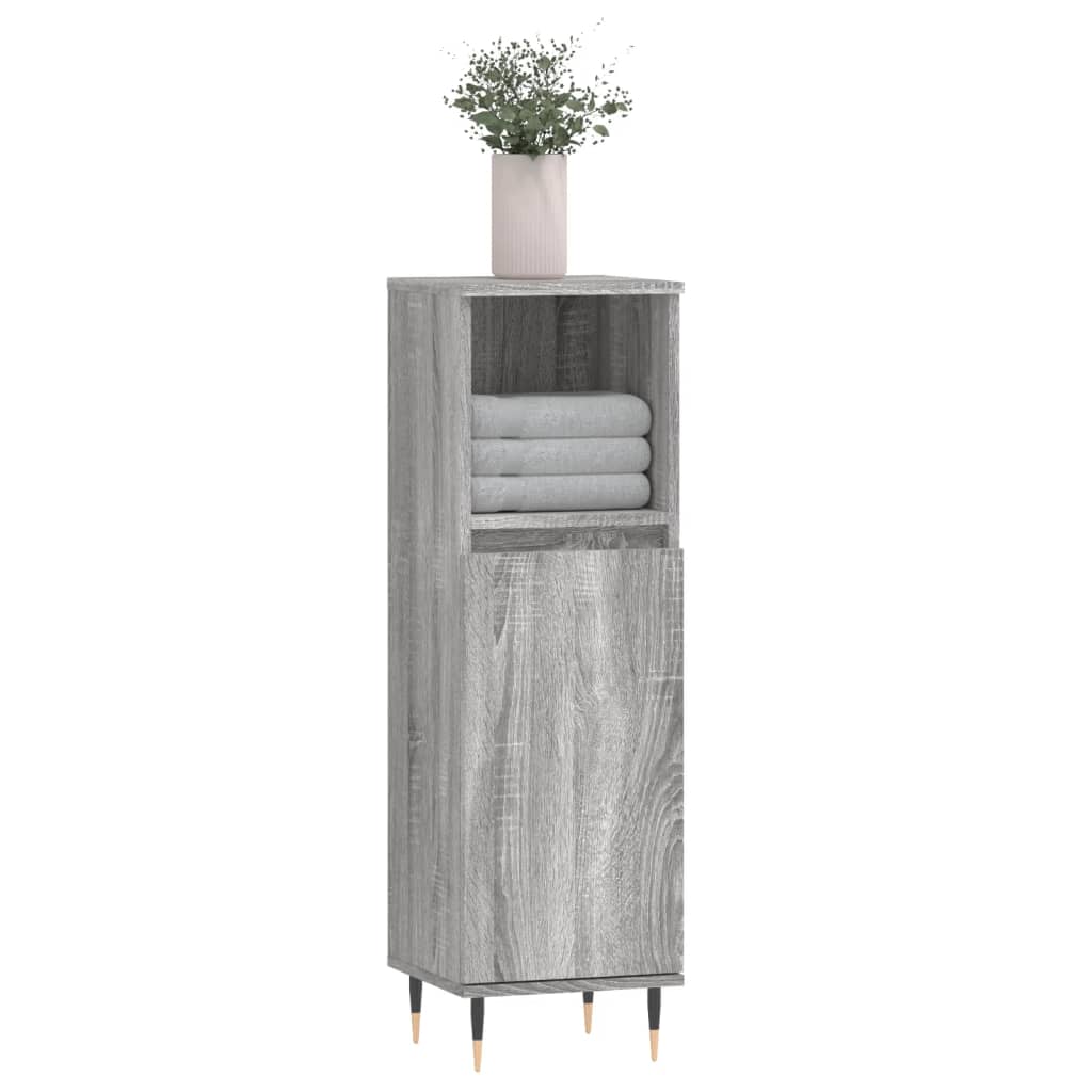 Bathroom Cabinet Grey Sonoma 30x30x100 cm Engineered Wood