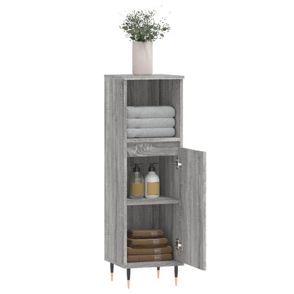 Bathroom Cabinet Grey Sonoma 30x30x100 cm Engineered Wood