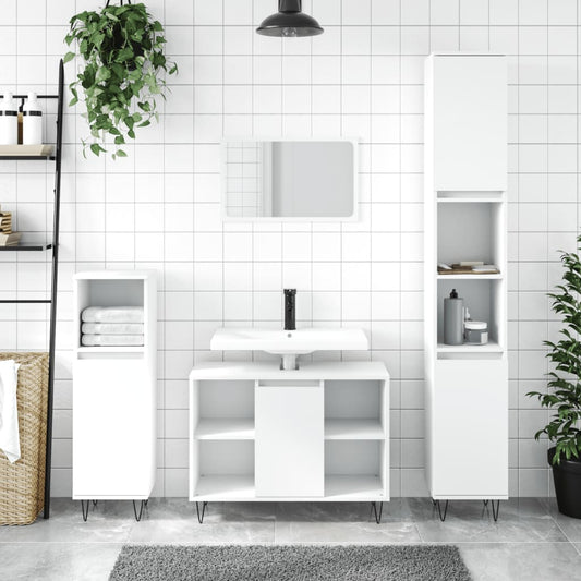 Bathroom Cabinet White 30x30x100 cm Engineered Wood