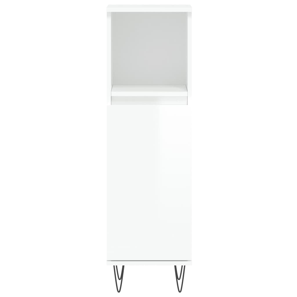 Bathroom Cabinet High Gloss White 30x30x100 cm Engineered Wood