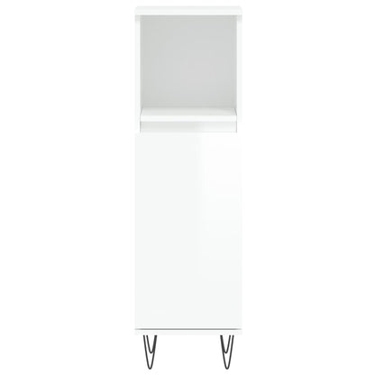 Bathroom Cabinet High Gloss White 30x30x100 cm Engineered Wood