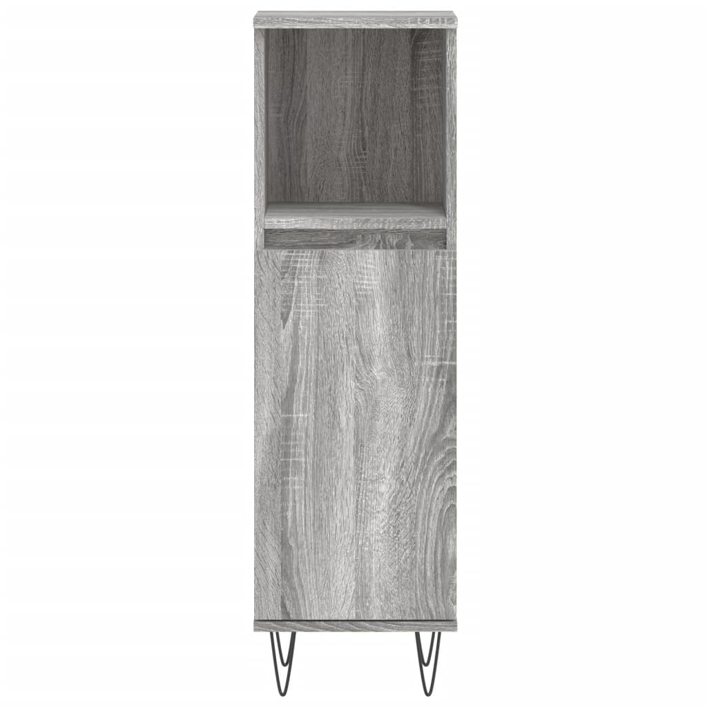 Bathroom Cabinet Grey Sonoma 30x30x100 cm Engineered Wood