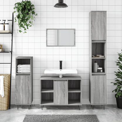 Bathroom Cabinet Grey Sonoma 30x30x100 cm Engineered Wood