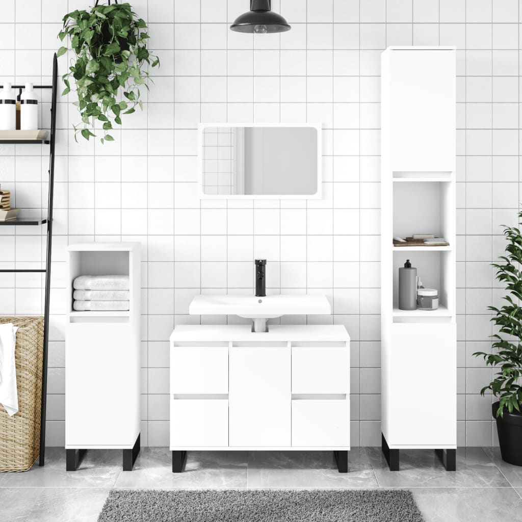 Bathroom Cabinet White 30x30x100 cm Engineered Wood