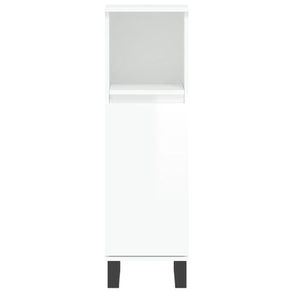 Bathroom Cabinet High Gloss White 30x30x100 cm Engineered Wood