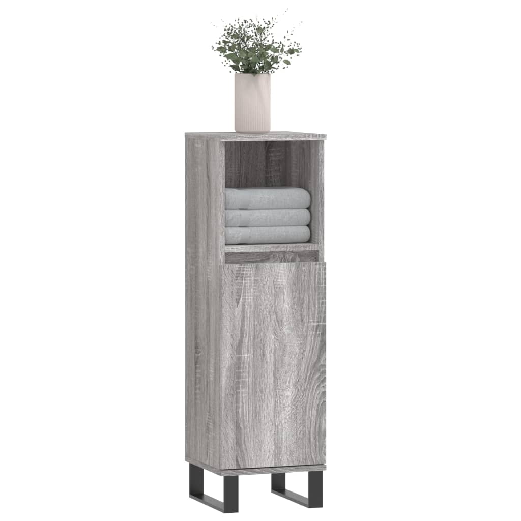 Bathroom Cabinet Grey Sonoma 30x30x100 cm Engineered Wood - Bend