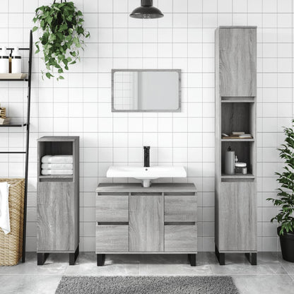 Bathroom Cabinet Grey Sonoma 30x30x100 cm Engineered Wood - Bend