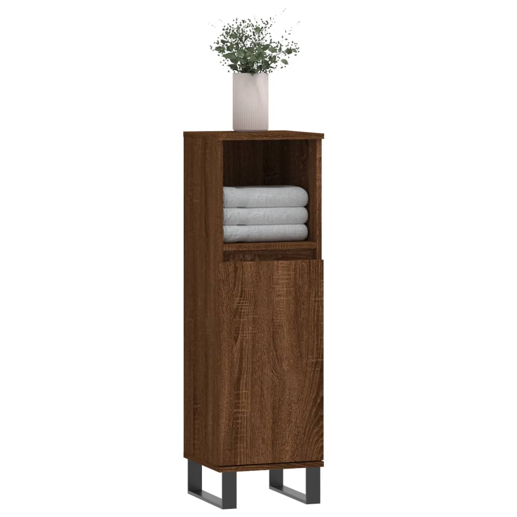 Bathroom Storage Cabinet in Brown Oak Finish - Bend