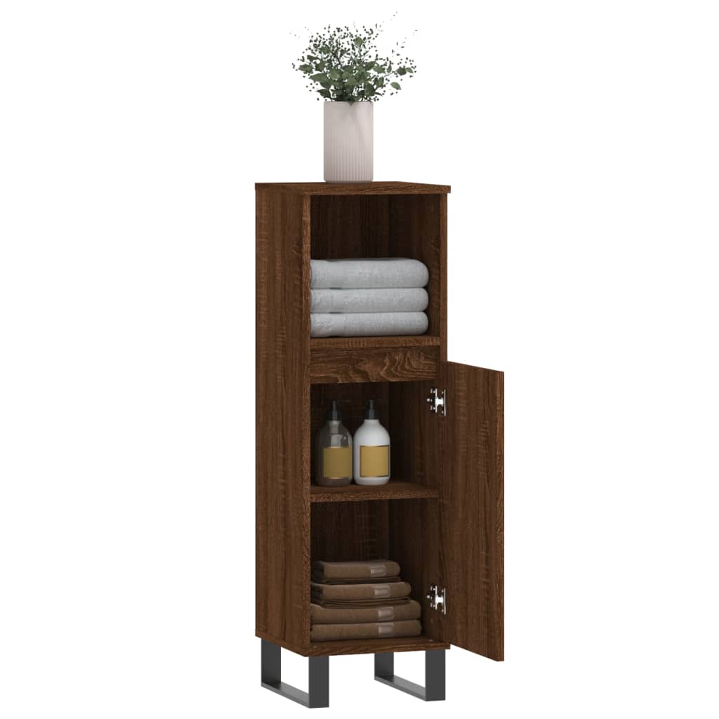 Bathroom Storage Cabinet in Brown Oak Finish - Bend