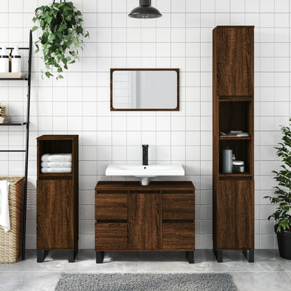 Bathroom Storage Cabinet in Brown Oak Finish - Bend