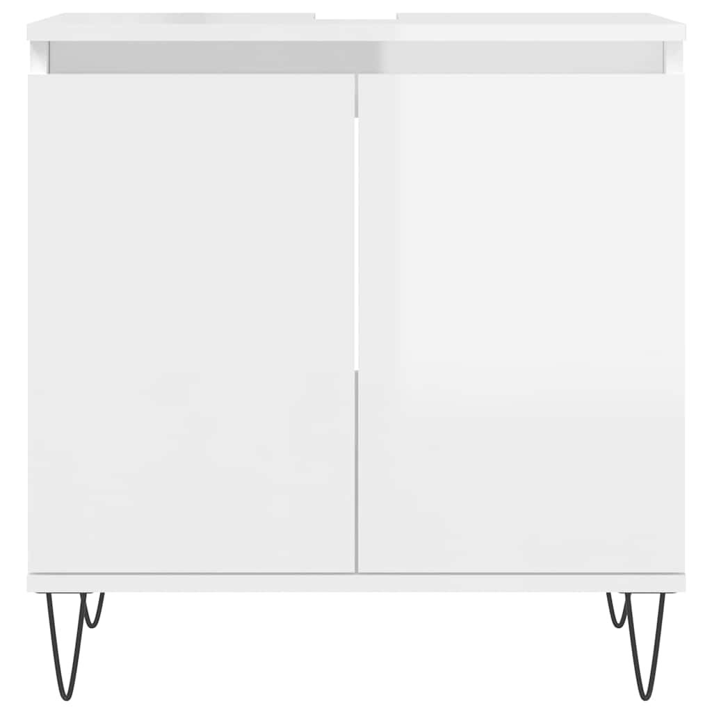 Bathroom Cabinet High Gloss White 58x33x60 cm Engineered Wood