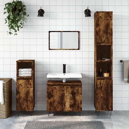 Bathroom Cabinet Smoked Oak 58x33x60 cm Engineered Wood